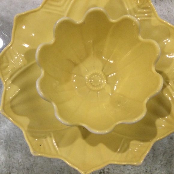 Fire King  Lotus Blossom and Leaf Bowl Plate Snack Set - Picture 5 of 11